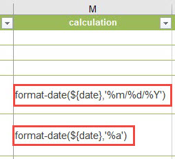 Format-date expression added in calculation column