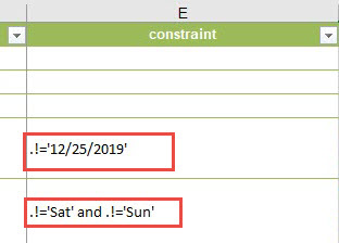 Format-date function added for public holiday and weekend in constraint column