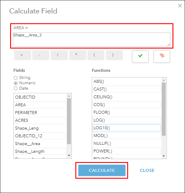 An image of the Calculate Field dialog box.