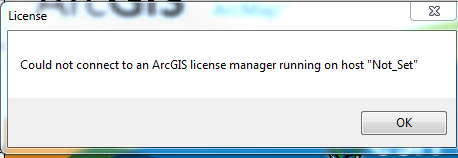 Could not connect to an ArcGIS license manager running on host "Not_Set"