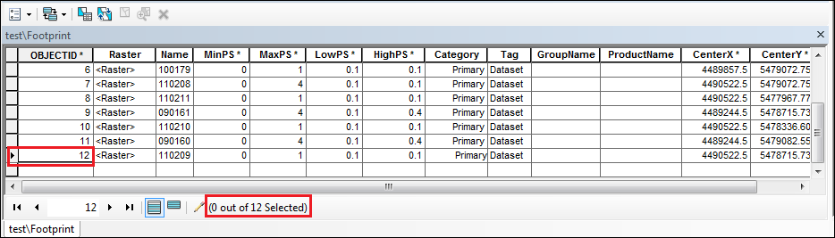 View the maximum number of raster images in the Footprint attribute table