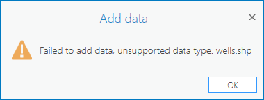 Sample image of the error message in ArcGIS Pro