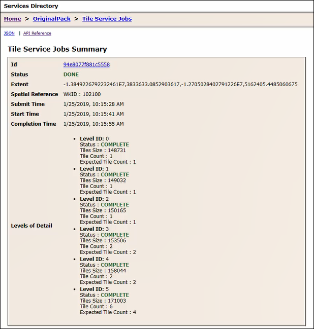 An image of the Tile Service Jobs Summary page.