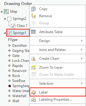 Contents pane showing the label option