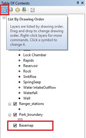 List By Drawing Order icon.