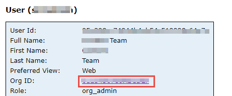 the Ord ID hyperlink to access the organization