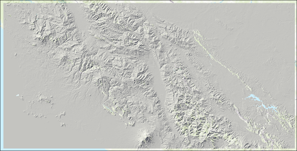 The shaded relief of the mosaic dataset without any gap between the images.