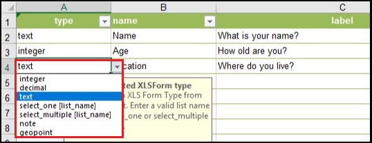 The drop-down button displays desired list of options.