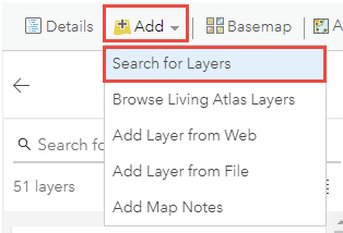Search for Layers option