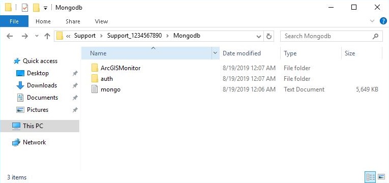 Image of the MongoDB folder