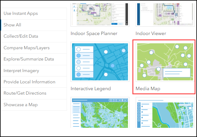 The Media Map template from ArcGIS Configurable Apps