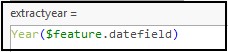Date field inserted in the Year function.