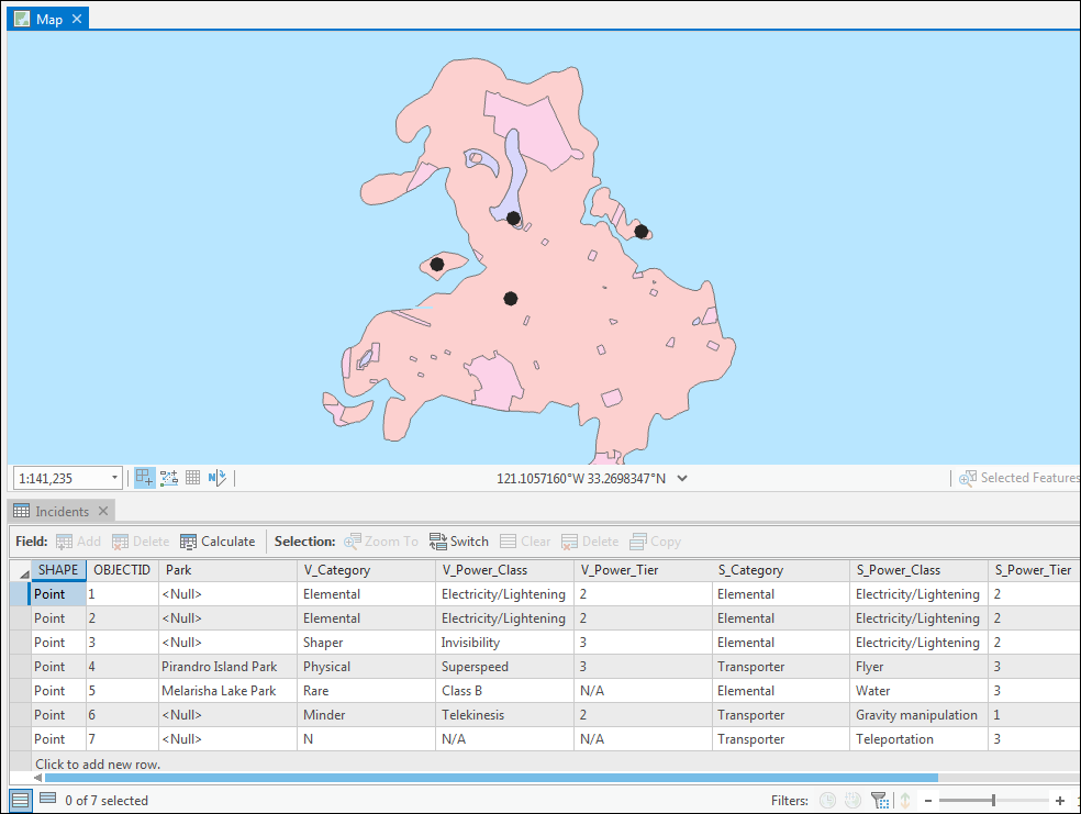 An image of the extracted locations and the attributes in the custom field schema.