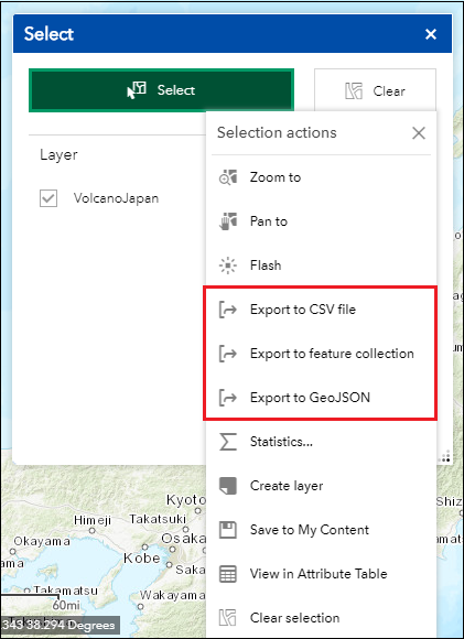 These are the export options