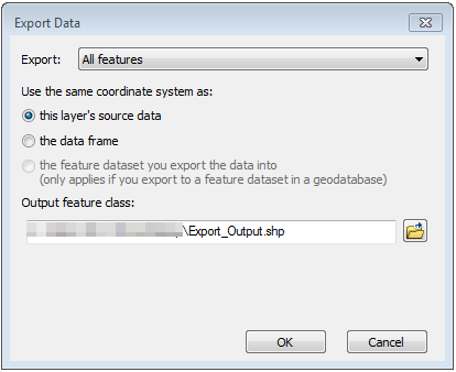 The Export Data dialog box