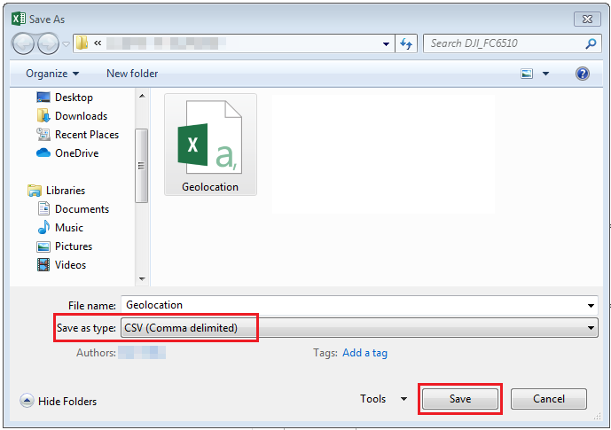 Save the workbook as CSV (Comma delimited) file type