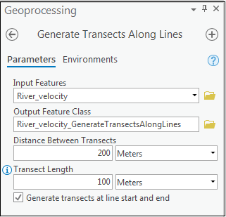 The Generate Transects Along Lines tool