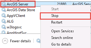 Stop the ArcGIS Server service