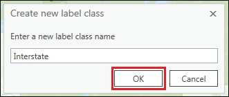 The Create new label class dialog box.