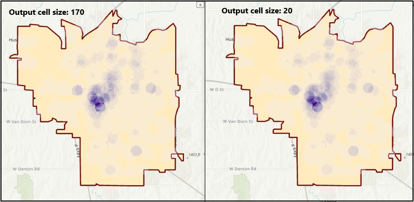 Output cell size comparison.