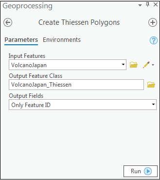 This is the Create Thiessen Polygons pane.