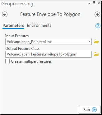 This is the Feature Envelope To Polygon pane