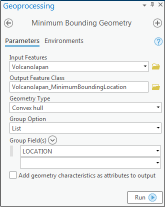 This is the Minimum Bounding Geometry pane.