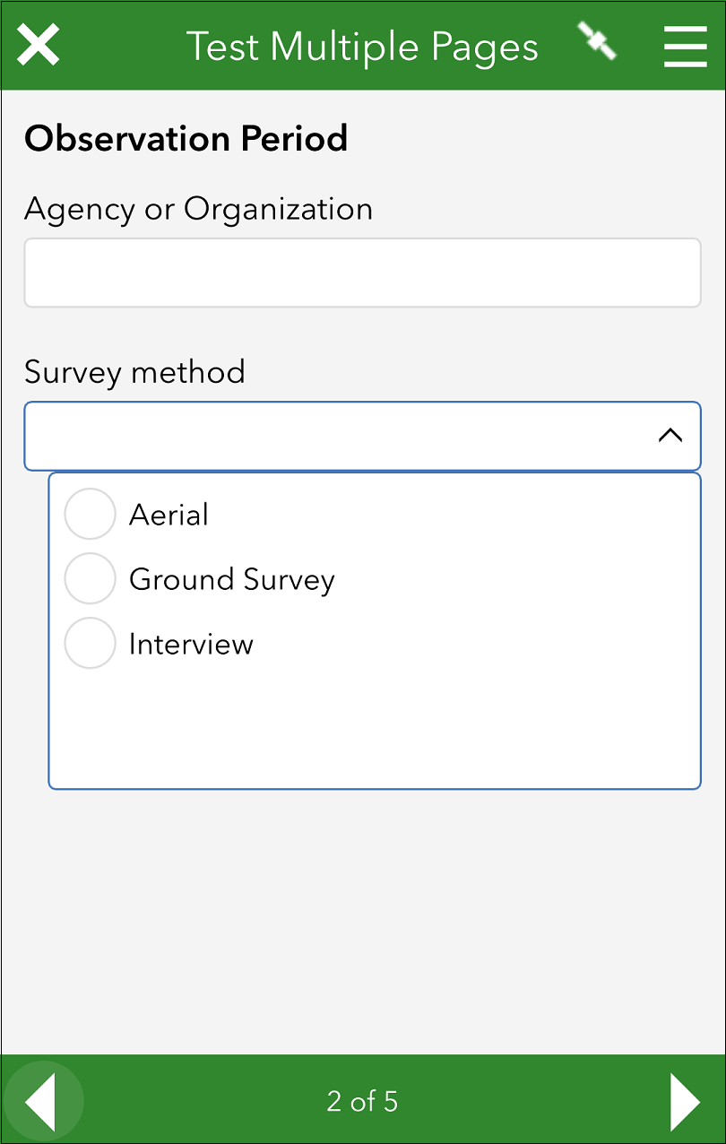 The form in the field app