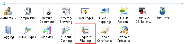 Image of the Request Filtering selection in IIS Manager