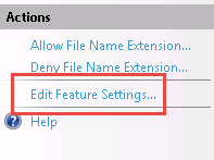 Image of the Edit Feature Settings selection in IIS Manager