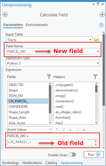 An image of the Calculate Field pane.