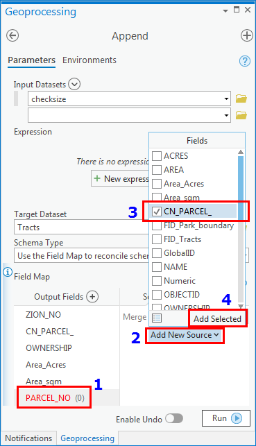 Set the source fields for field mapping.