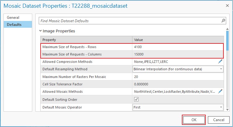 Mosaic Dataset Properties