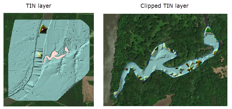 Image comparison of TIN layer before and after clipping