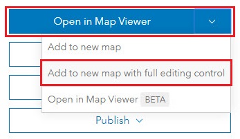Image of the Open Map Viewer drop-down menu