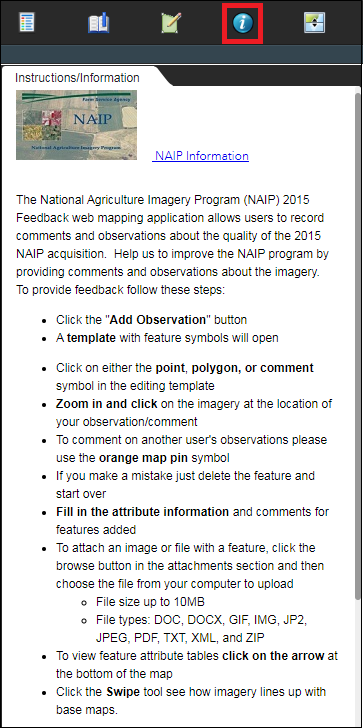 The NAIP 2015 Imagery Feedback web app