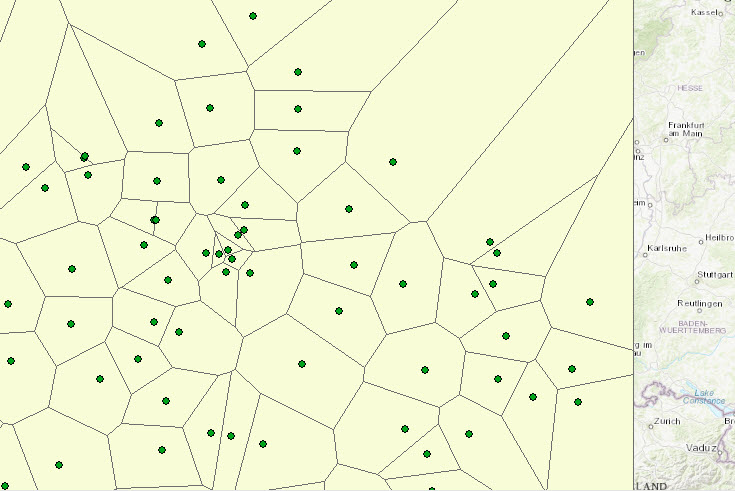 Image of Thiessen polygons generated from points