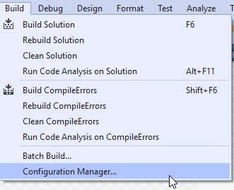 image of Visual Studio Configuration Manager