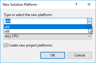 image of the New Solution Platform dialog box