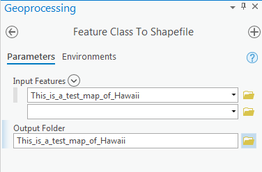 Image of the Feature Class to Shapefile pane