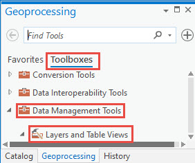 Layers and Table Views option