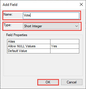 Image showing the Add field to attribute table UI