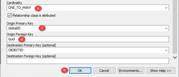 Image of the Create Relationship Class tool dialog box