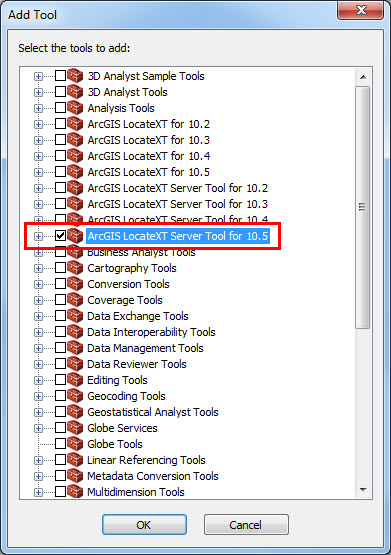 An image of the ArcGIS LocateXT Server Tool.