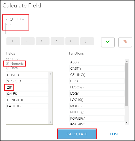 This is the Calculate Field window.
