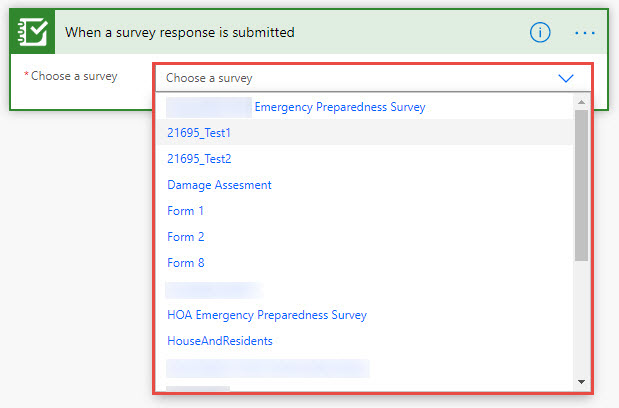 Image showing the list of surveys