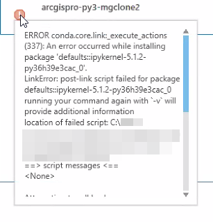 Screenshot of the error in ArcGIS Pro