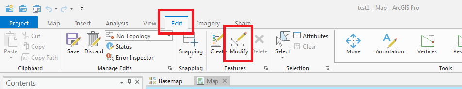 Image showing UI to open the Modify Features pane.