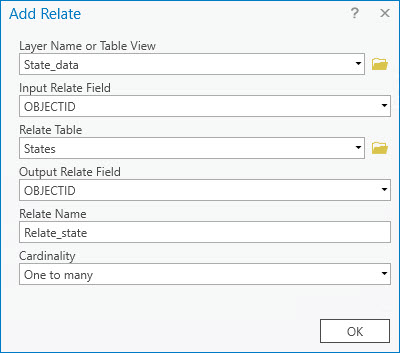 The Add Relate tool is used to relate the feature class to the non-spatial table.