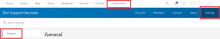 Image showing the section to navigate to for Administrative contacts on ArcGIS Online for administrators.